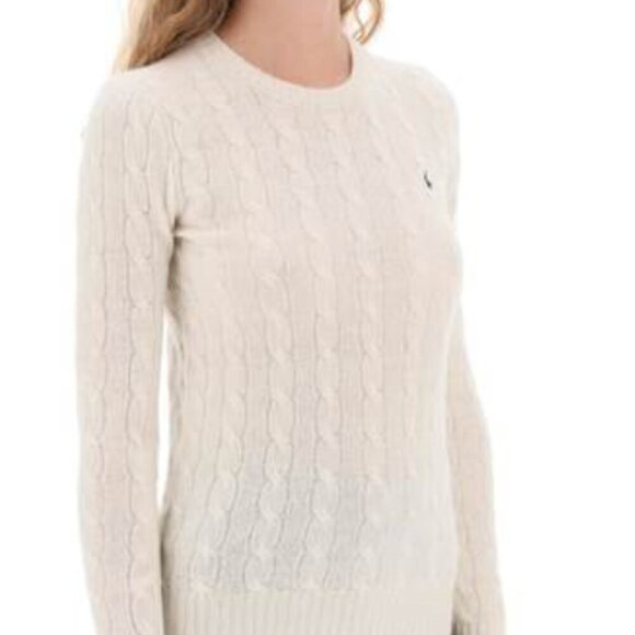 POLO Ralph Lauren Cable Knit Wool Cashmere Cream Crewneck Sweater XS $248 - Picture 3 of 9